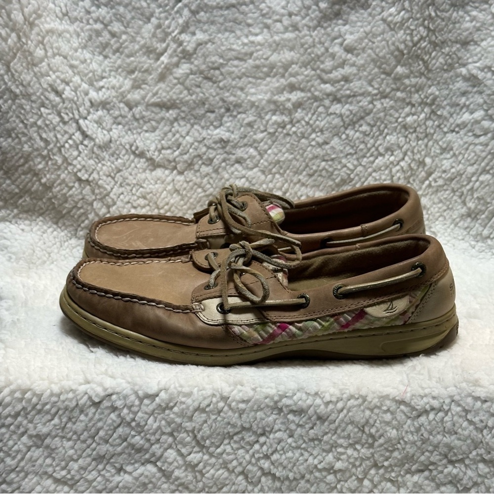 Sperry Women's Plaid Top-Sider Boat Shoes Leather Slip-On Size 8.5